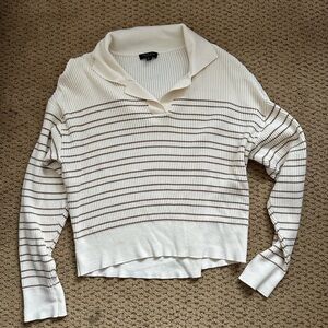 rag & bone Cream and Brown Striped V-Neck Sweater